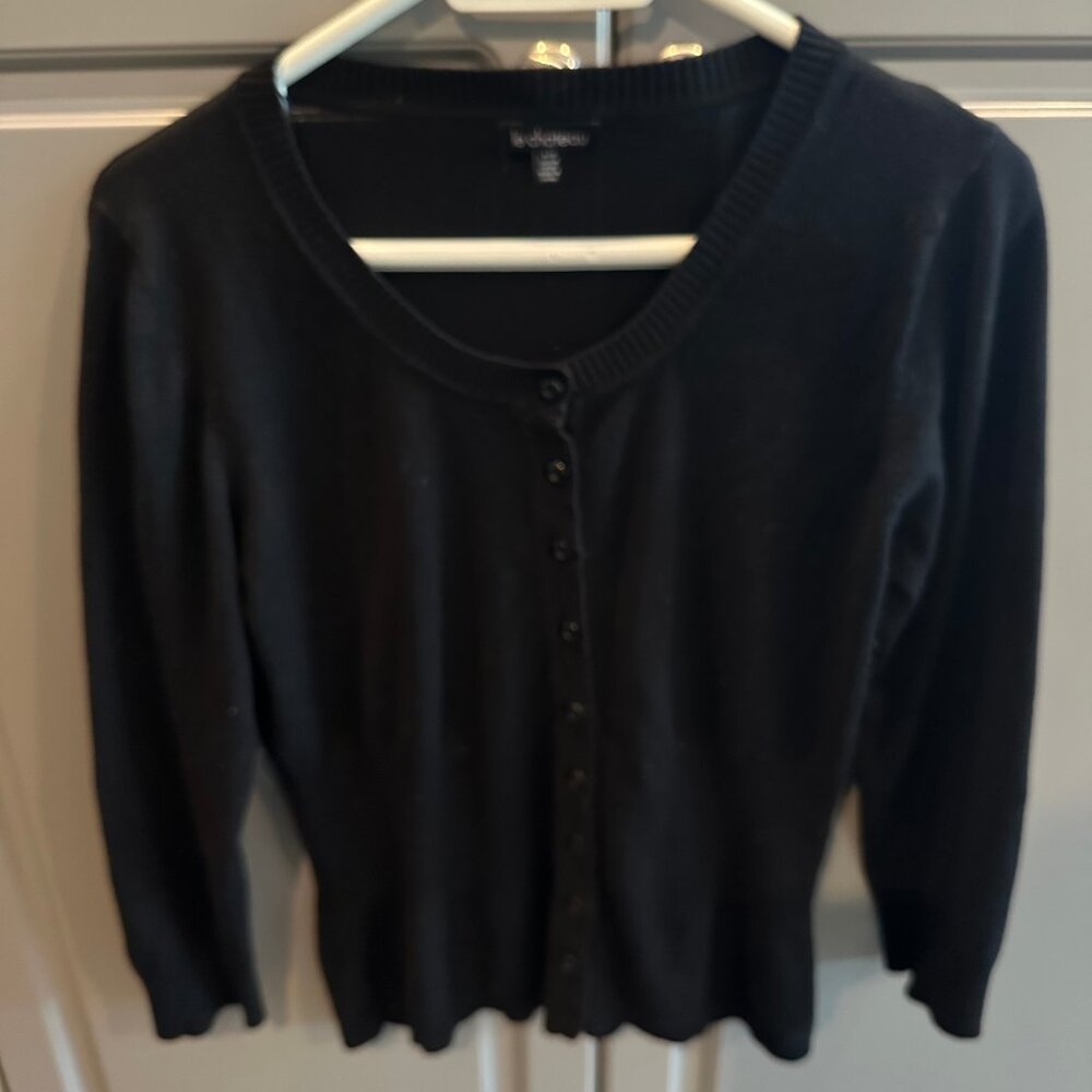 Le Château Black Knit Cardigan | Size Large | 9-Button Classic Layer
